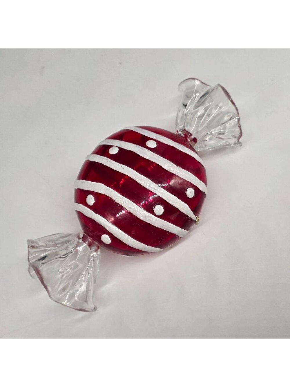 Red & White Striped Acrylic Candy Container Figurine Decorative Piece Holiday